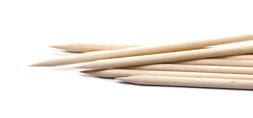 Wooden toothpicks isolated on white  background