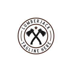 Vintage Lumberjack with Ax symbol badge logo design