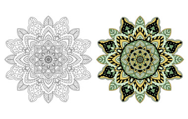 Mandalas for coloring books outlined and colored