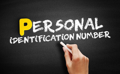 Personal Identification Number text on blackboard, business concept background
