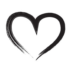 Black heart brush hand drawn icon isolated on white background. Heart icon for love symbol,passion sign and Valentine's day. Dry brush painted heart.Creative beautiful art design,vector illustration