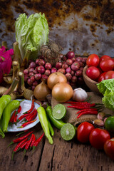 Composition with assorted raw organic vegetables
