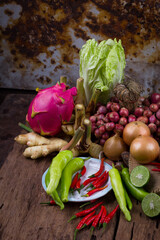 Composition with assorted raw organic vegetables