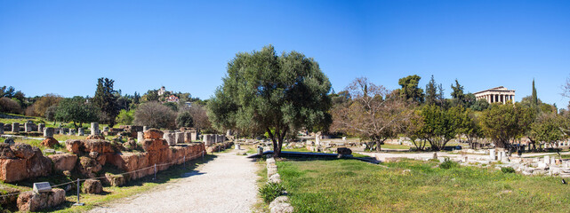 Fototapeta na wymiar Ancient Agora and Temple of Hephaestus in Athens, Greece