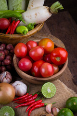 Composition with assorted raw organic vegetables