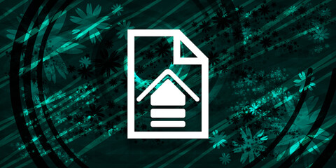 Upload document icon floral emerald green banner background natural design illustration