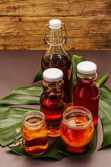 Kombucha in glass bottles