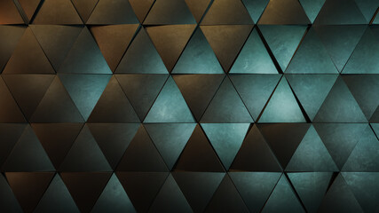 Industrial Triangular Metal Shapes, Abstract Stainless Steel Triangles Background, 3d Rendering