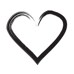 Black heart brush hand drawn icon isolated on white background. Heart icon for love symbol,passion sign and Valentine's day. Dry brush painted heart.Creative beautiful art design,vector illustration