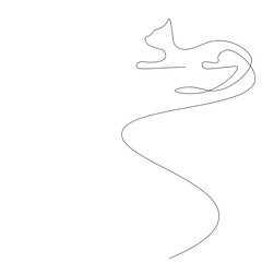 Cat silhouette on white background, vector illustration