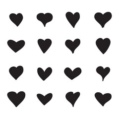 Black heart vector shape. Love icons set isolated on white background.Collection of flat heart icons for web site, love symbol, icon shape,greeting card and Valentine's day.Vector illustration concept