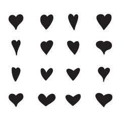 Black heart vector shape. Love icons set isolated on white background.Collection of flat heart icons for web site, love symbol, icon shape,greeting card and Valentine's day.Vector illustration concept