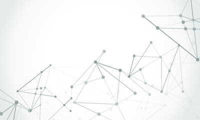 Abstract technology Network nodes, digital connection background with polygonal shapes on white Vector.  science technology, data structure, connected points, web.
