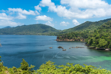 Fototapeta na wymiar Coastline of the island Weh, often known as Sabang. It is the northernmost outpost of Indonesia. Well known for its ecosystem by land and mostly in the sea and for their large variety of fish species