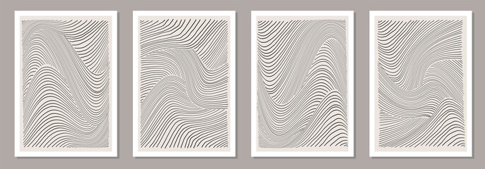 Trendy set of abstract creative minimalist artistic hand drawn line art composition