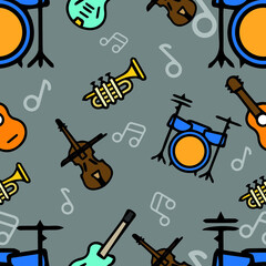 music instrument seamless pattern