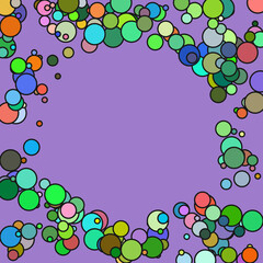 A modern frame with colorful randomly distributed bubbles