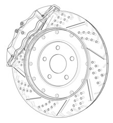 Brake disc outline. 3D illustration