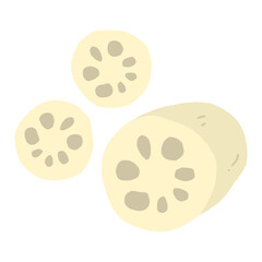 レンコンのカラーイラスト素材【白背景】