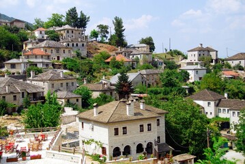 Panoramic view of Aristi village, one of the 45 villages known as Zagoria or Zagorochoria in Epirus region of southwestern Greece.