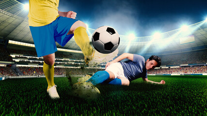 soccer stadium and players in action, football concept