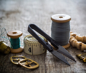 seamstress tape, thimble for sewing