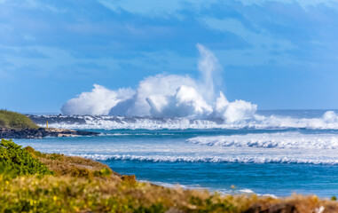 Explosion de vague à la Pointe au Sel, Saint-Leu, île de la Réunion 