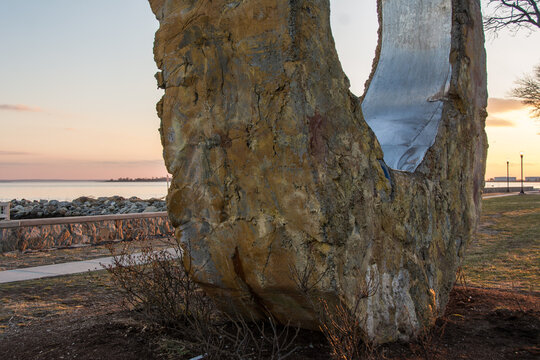 Beautiful Golden Hour Light By The Long Island Sound At Calf Pasture Beach In Norwalk, Connecticut USA