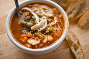 soup. Lentil and Split Pea Soup. Classic American Restaurant or Diner favorite. Homemade soup with chicken broth, noodles celery carrots seasoned with salt and pepper and garnished parsely.