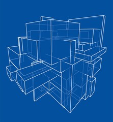 Wireframe Boxes. Sketch style