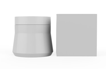 Cosmetic jar with packaging box mock up isolated on white background - 3d illustration