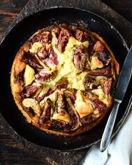 Cake with figs in a pan on the table nine