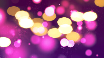 abstract bokeh background. shining yellow and pink particles on colorful background.