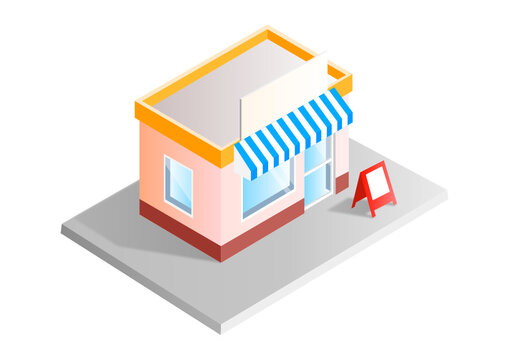Kleiner Laden Kiosk isometrische Vektor-Illustration