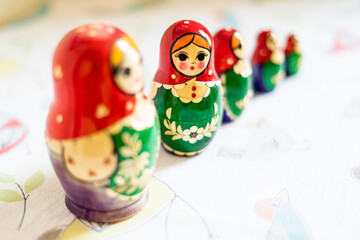 A set of Russian nesting dolls in size order