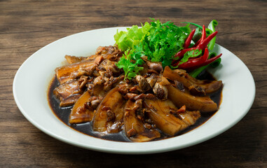 Chashu Sweet Pork Belly Stewed in Brown Sauce (Thai Pork Sa-Tier style) Asian Food