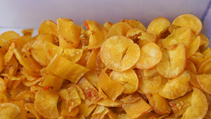 cassava chips close up