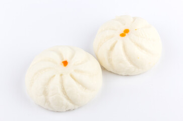 steamed stuff bun on white background