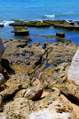 Fototapeta na wymiar Praia Da Gale Beach spectacular rock formations on the Algarve coast Portugal
