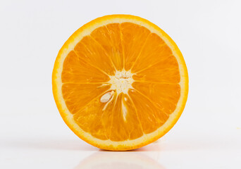 Slice of fresh orange white background