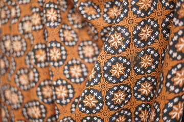 Batik Indonesian with various pattern. Batik is made either by drawing dots and lines.