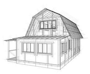 House sketch. 3D illustration