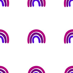 Cute geometric pattern. Hand drawn rainbow doodle vector seamless background in bright colors. Summer design.