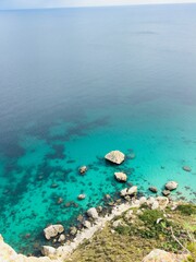 blue sea and blue sky