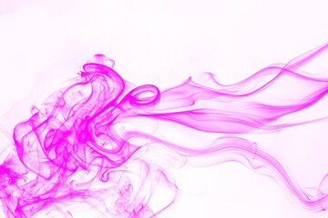 Pink smoke on white background, pink ink background, movement of pink smoke