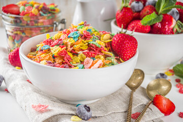 Colorful fruit cereal flakes