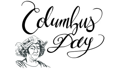columbus sign portrait by hand drawing with calligraphy lettering title