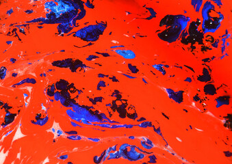 Photographs of Splash paint.Closeup abstract color mixing of water, acrylic,oil and milk for use as background image. Acrylic texture with marble or ocean pattern, multi color background  photo