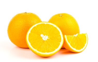 Ripe orange on white background