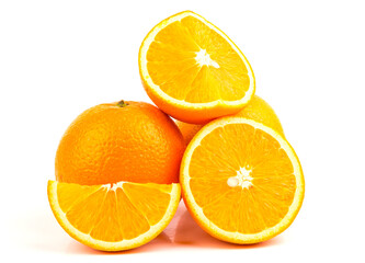 Ripe orange on white background